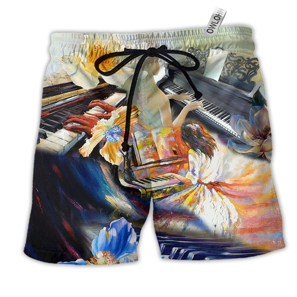 Beach Short / Adults / S Piano Music Love Piano Forever - Beach Short Reefox - Owls Matrix LTD