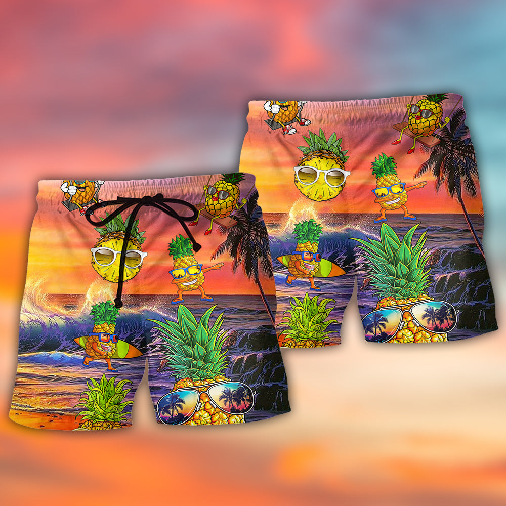 Fruit Pineapple Funny Summer - Beach Short Reefox - Owls Matrix LTD