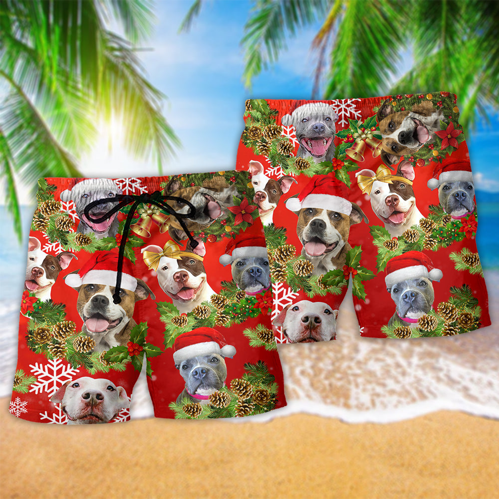 Pitbull Dogs Christmas Pitbulls Are Family - Beach Short Reefox - Owls Matrix LTD