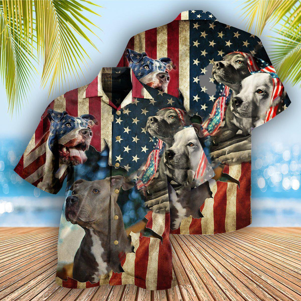 Pitbull Dogs Protected By American - Hawaiian Shirt - Reefox