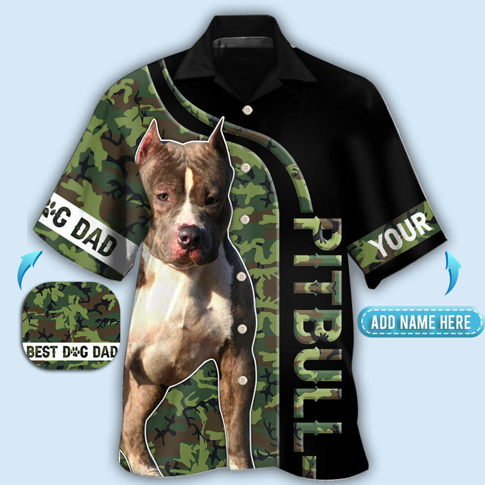 Pitbull Camo Best Dog Dad Personalized - Hawaiian Shirt - Reefox