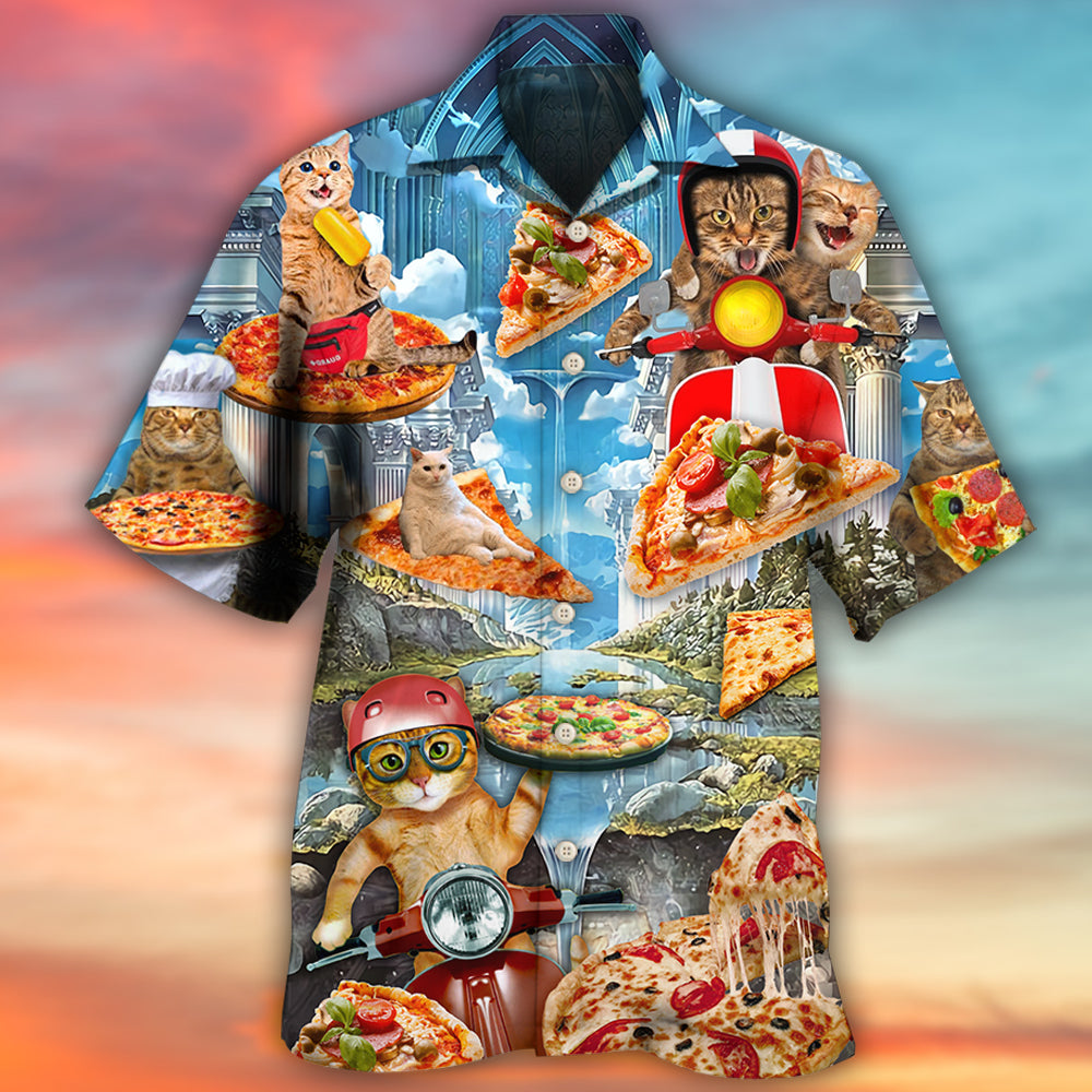 Cat Pizza Cat Funny Style - Hawaiian Shirt - Reefox