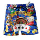 Beach Short / Adults / S Poker Gambling Born To Play Forced To Work Style - Beach Short Reefox - Owls Matrix LTD