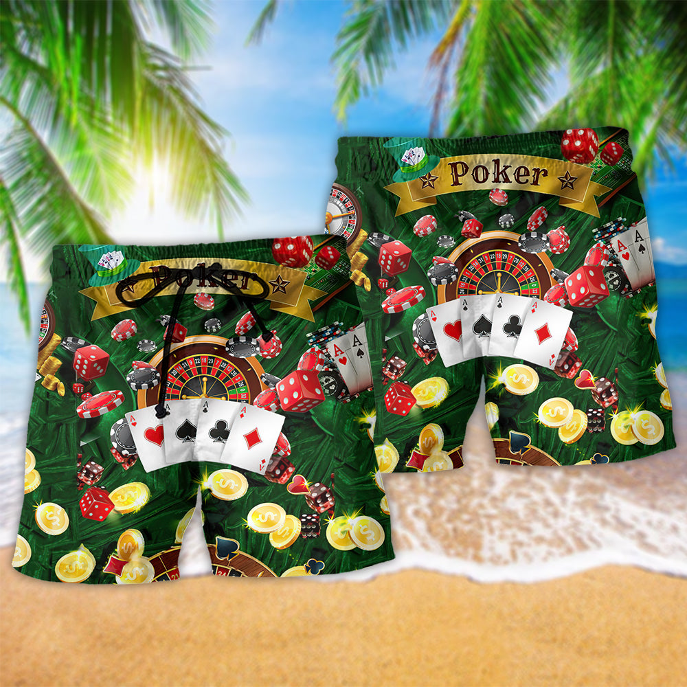 Poker Gambling Born To Play Poker Forced To Work - Beach Short Reefox - Owls Matrix LTD