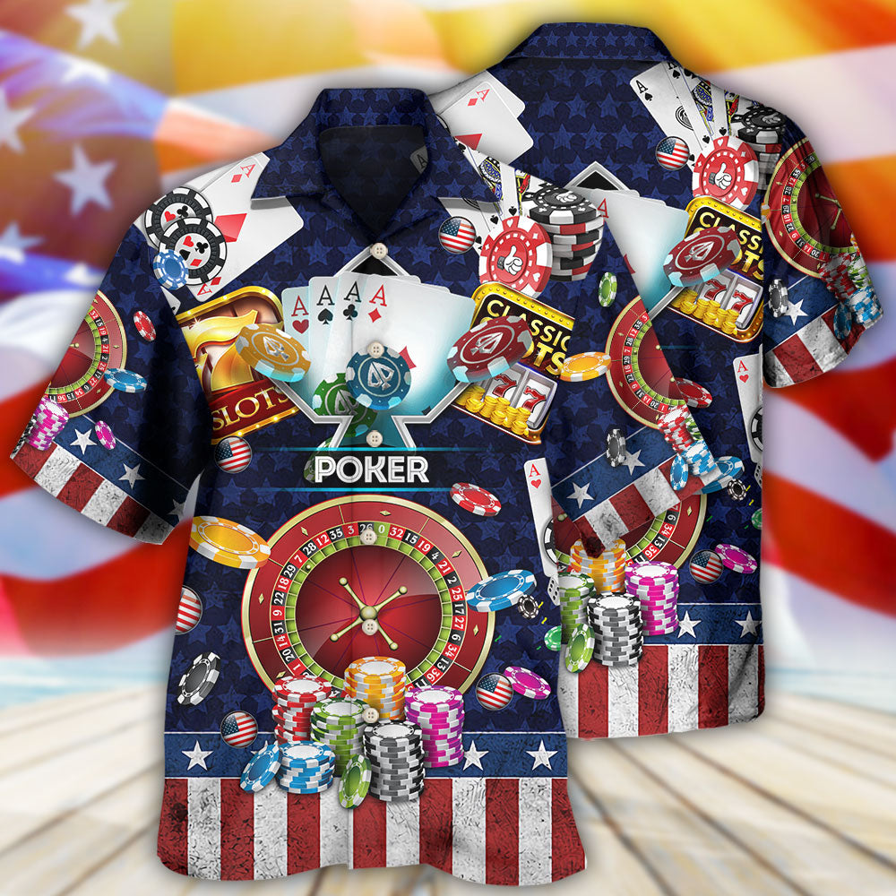 Poker US Flag Independence Day - Hawaiian Shirt - Reefox