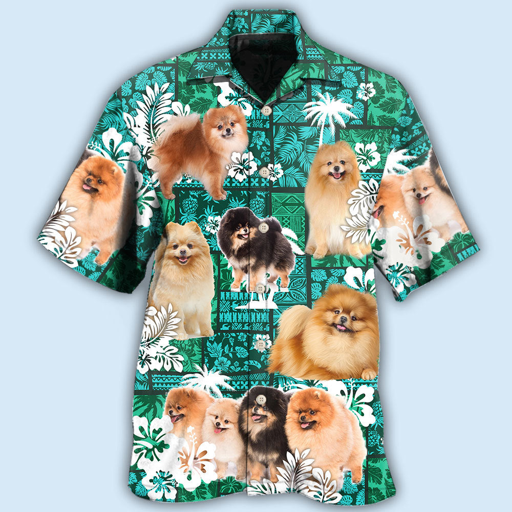 Pomeranian Green Tropical Dog Lover - Hawaiian Shirt - Reefox