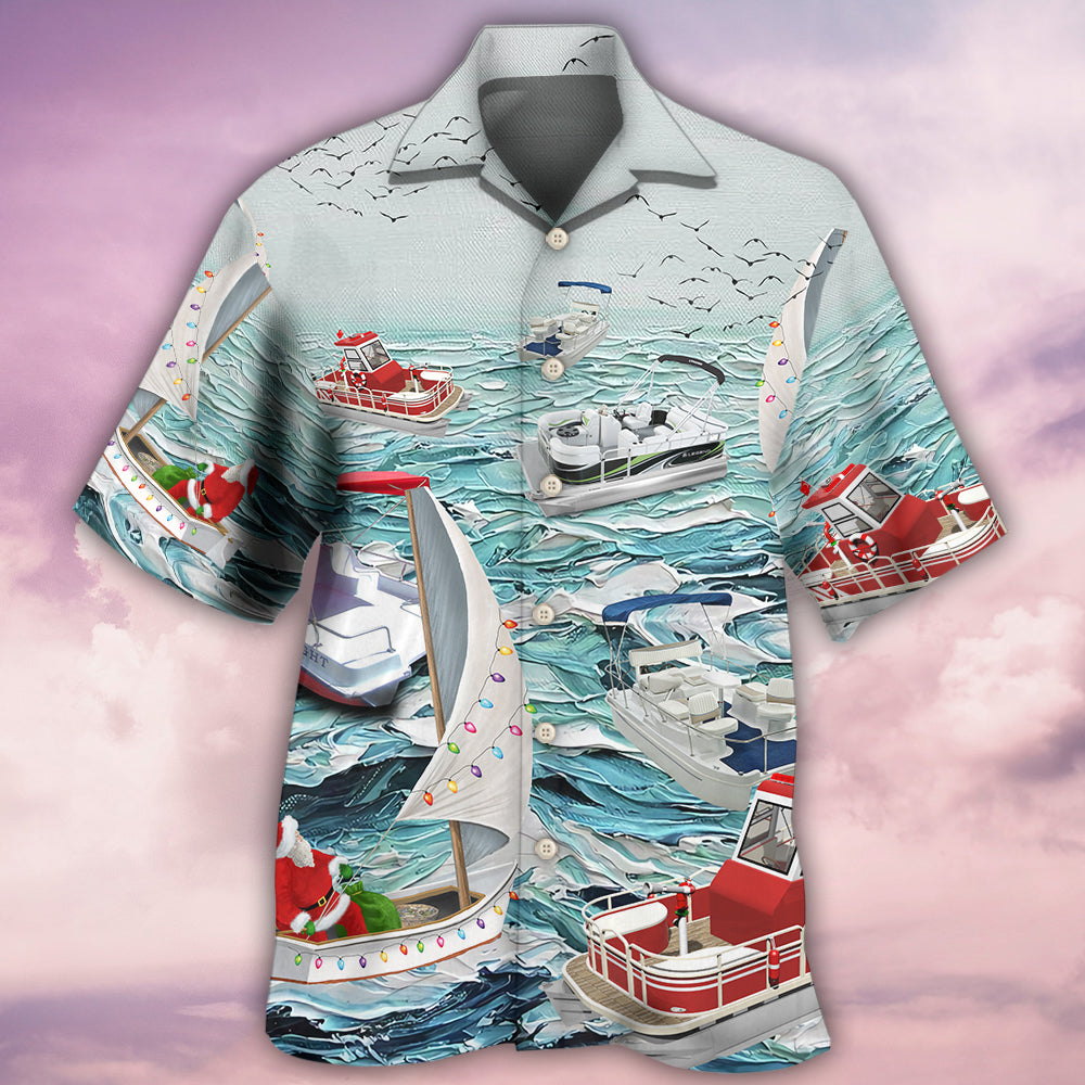 Pontoon Sailing To Christmas - Hawaiian Shirt - Reefox
