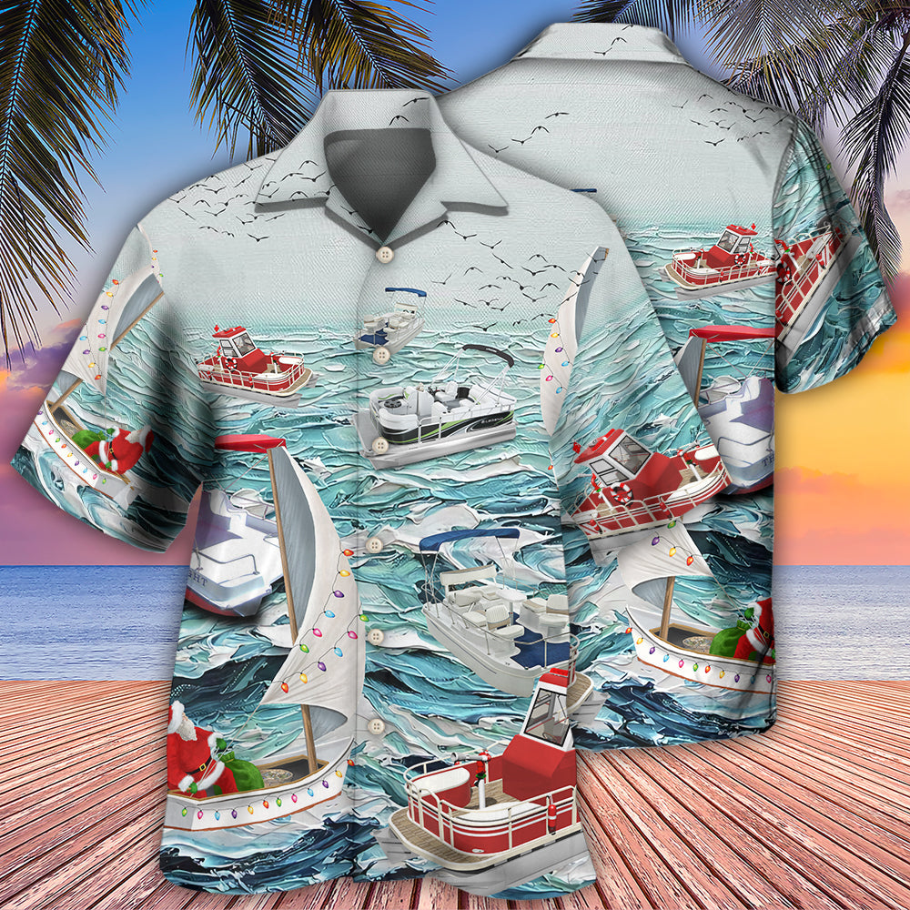 Pontoon Sailing To Christmas - Hawaiian Shirt - Reefox