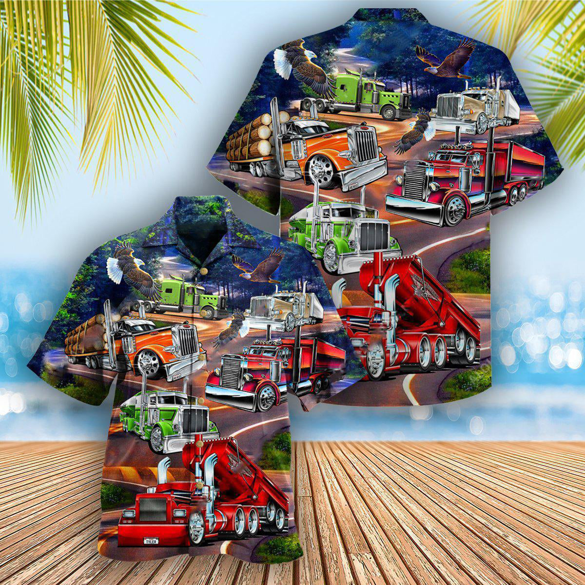 Truck Proud American Trucker With Eagle - Hawaiian Shirt - Reefox