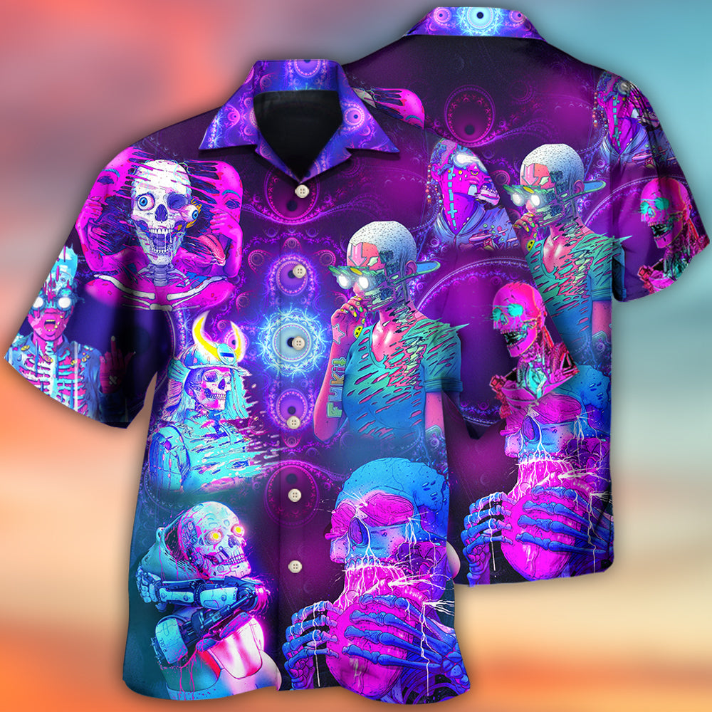 Skull Psychic Skull Face Future Style With Purple - Hawaiian Shirt - Reefox