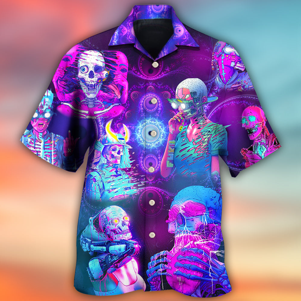 Skull Psychic Skull Face Future Style With Purple - Hawaiian Shirt - Reefox