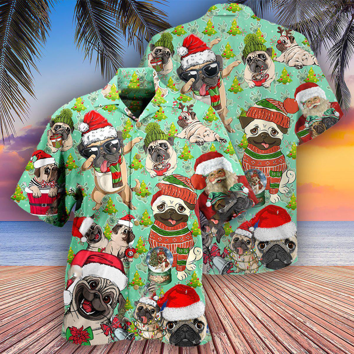Pug Dog Merry Pugmas - Hawaiian Shirt - Reefox