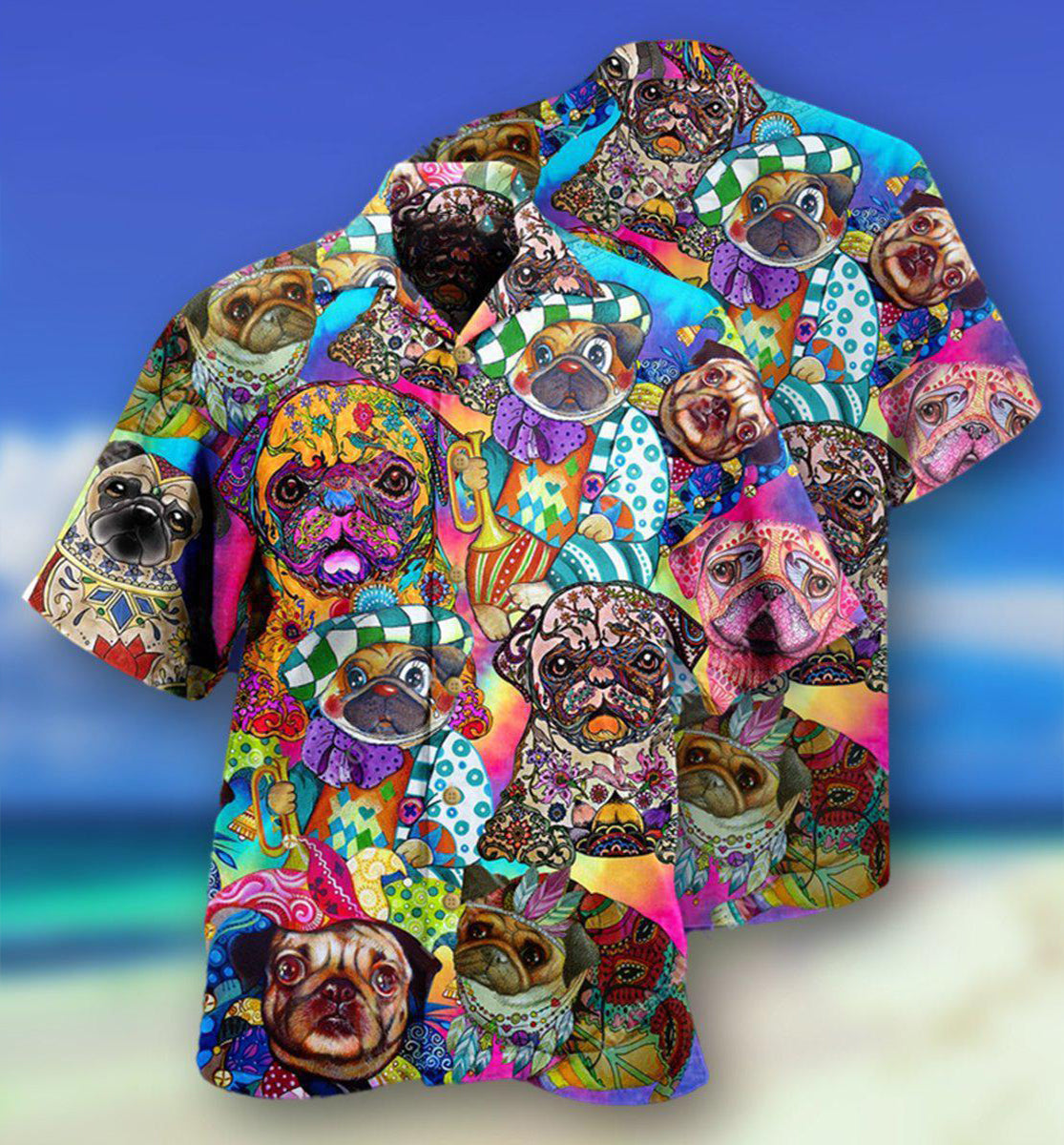 Pug Dogs Colorful Cute - Hawaiian Shirt - Reefox