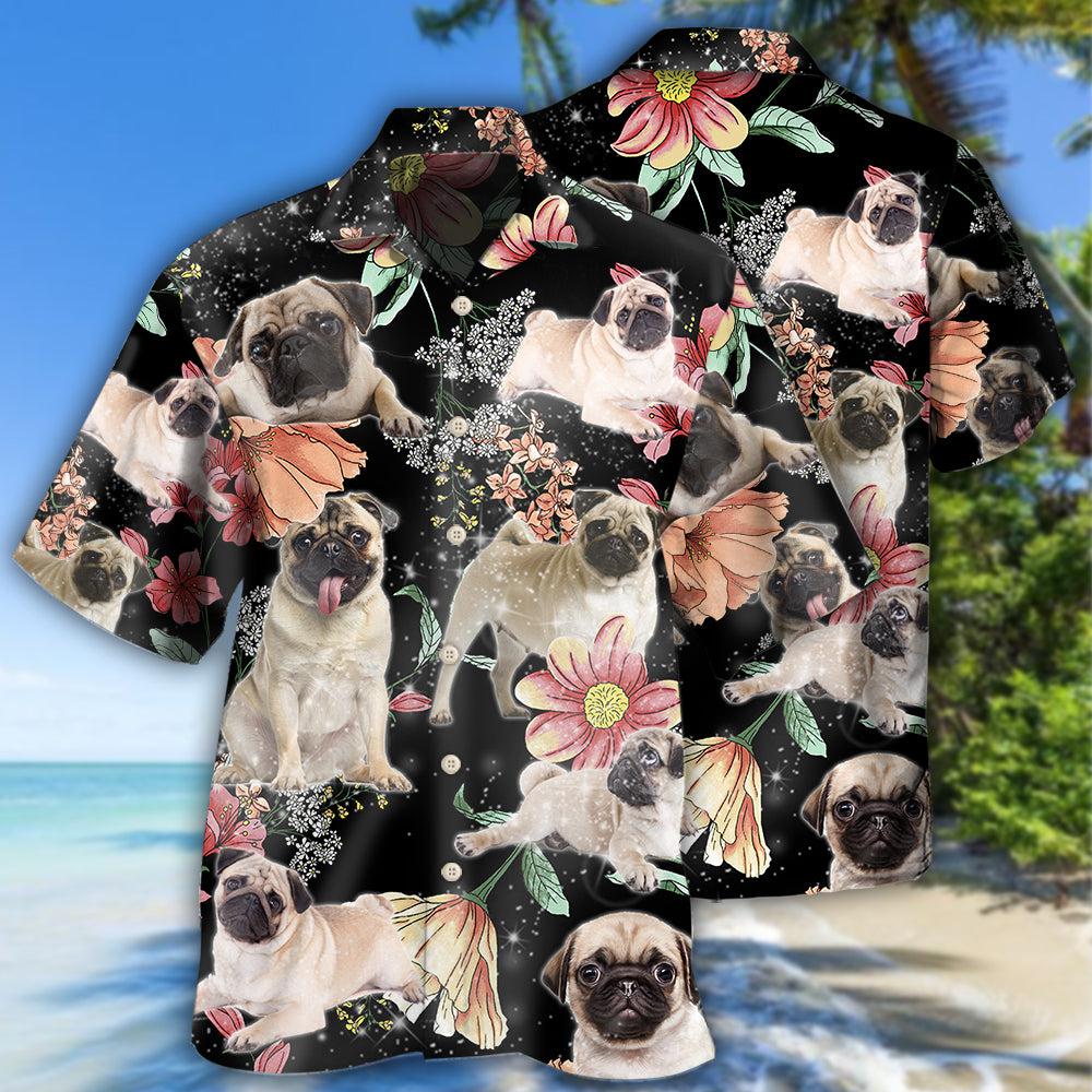 Pug Tropical Floral Style - Hawaiian Shirt - Reefox
