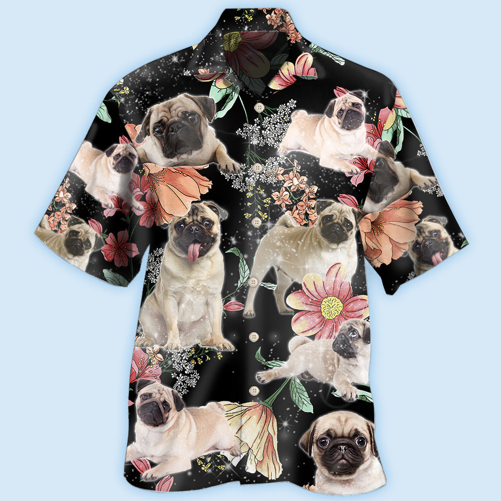 Pug Tropical Floral Style - Hawaiian Shirt - Reefox