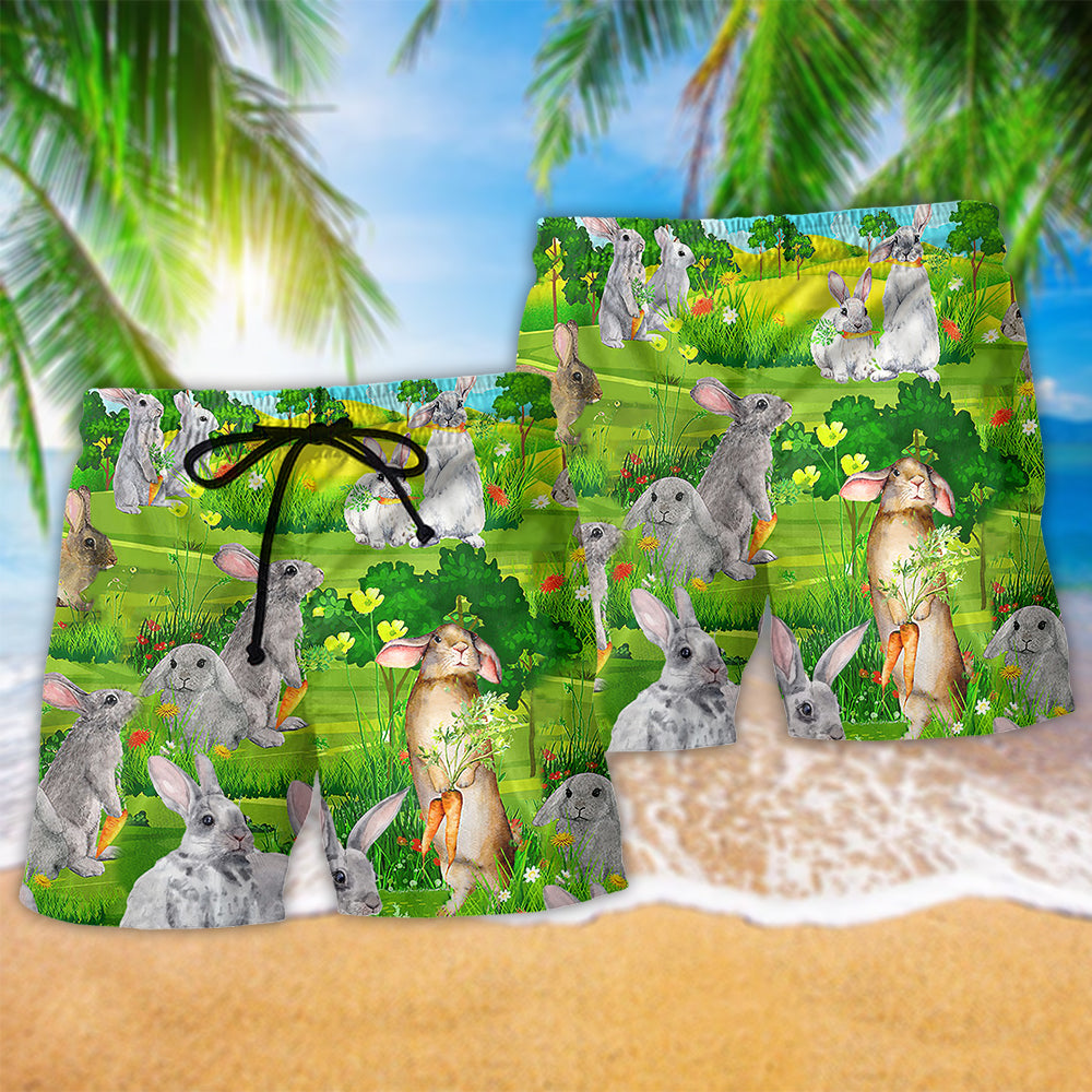 Rabbit Animals Love Carrot Lovely Style - Beach Short Reefox - Owls Matrix LTD