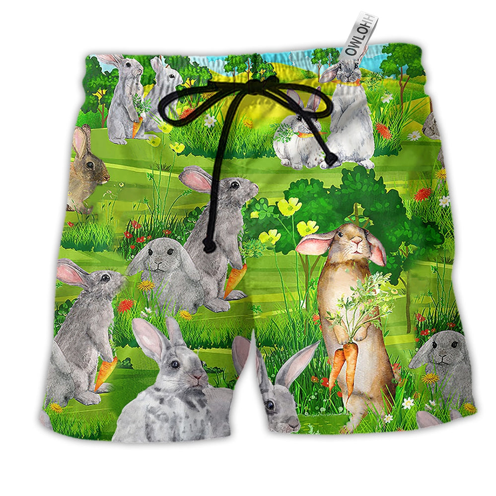 Beach Short / Adults / S Rabbit Animals Love Carrot Lovely Style - Beach Short Reefox - Owls Matrix LTD