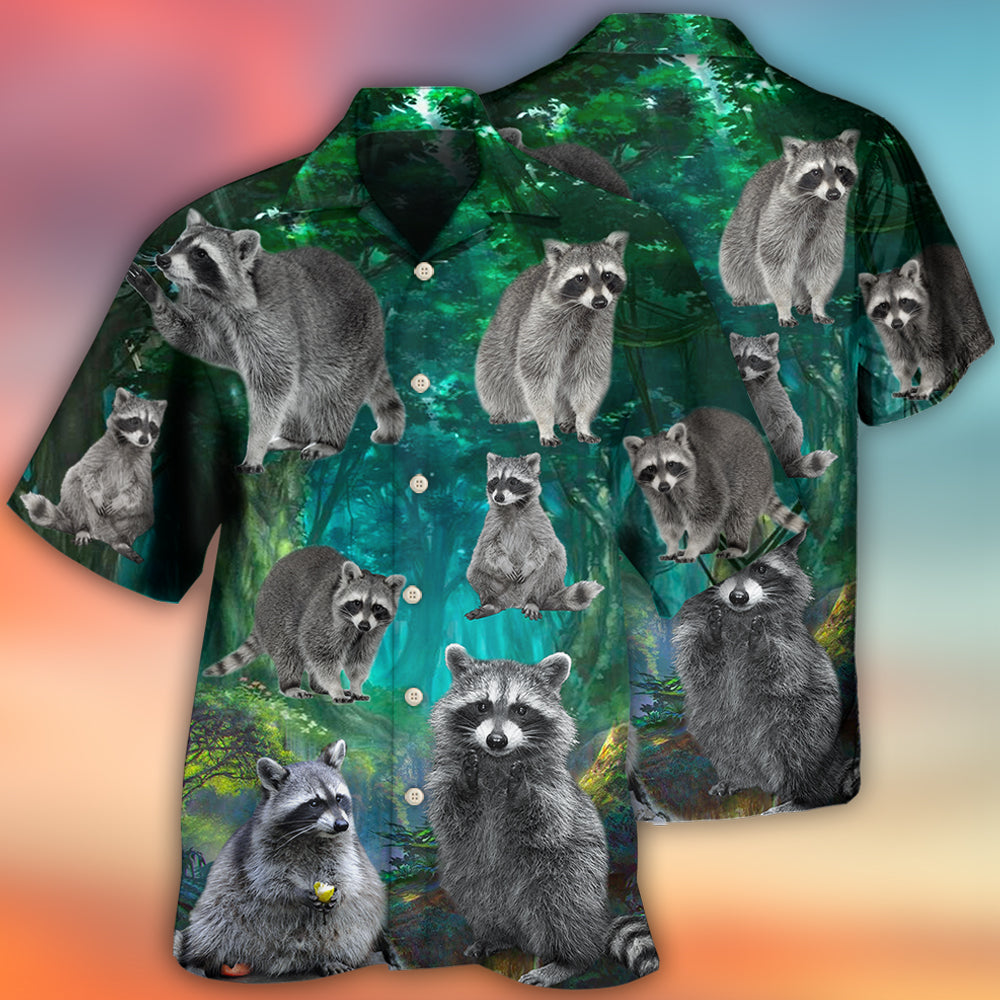 Raccoon Style With Green - Hawaiian Shirt - Reefox