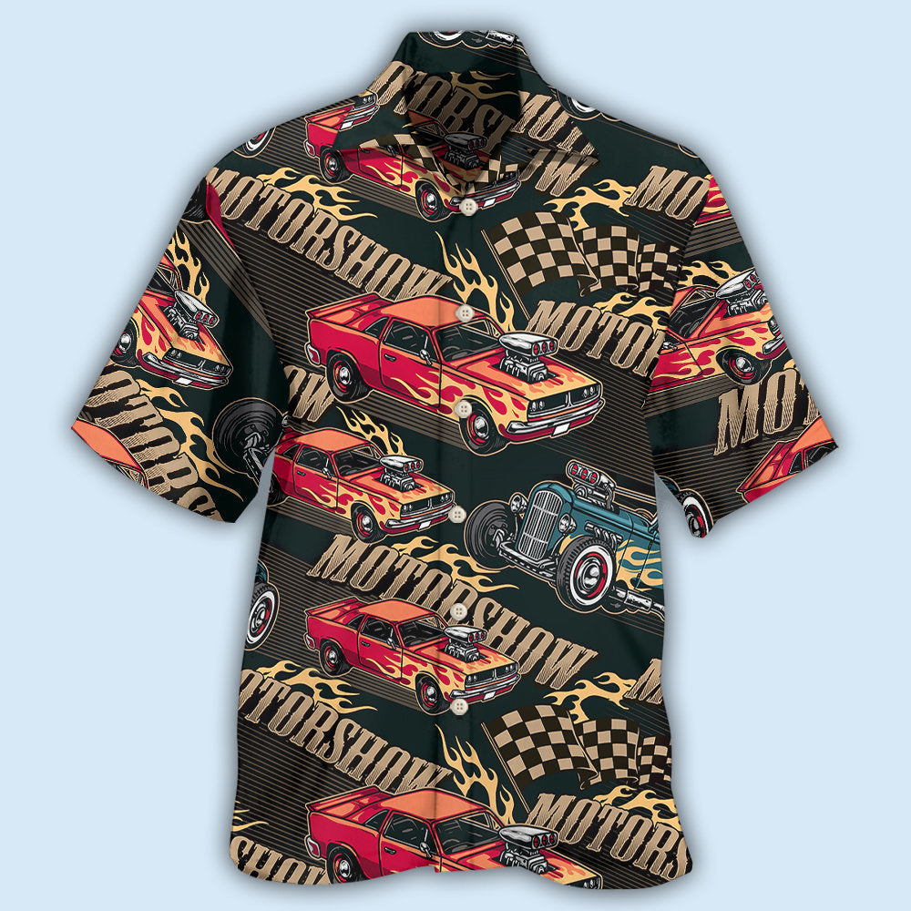 Car Racing Motorshow Fire - Hawaiian Shirt - Reefox