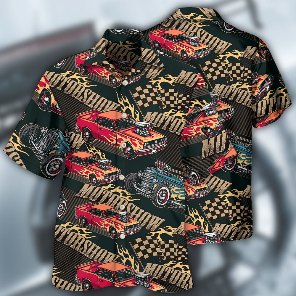 Car Racing Motorshow Fire - Hawaiian Shirt - Reefox