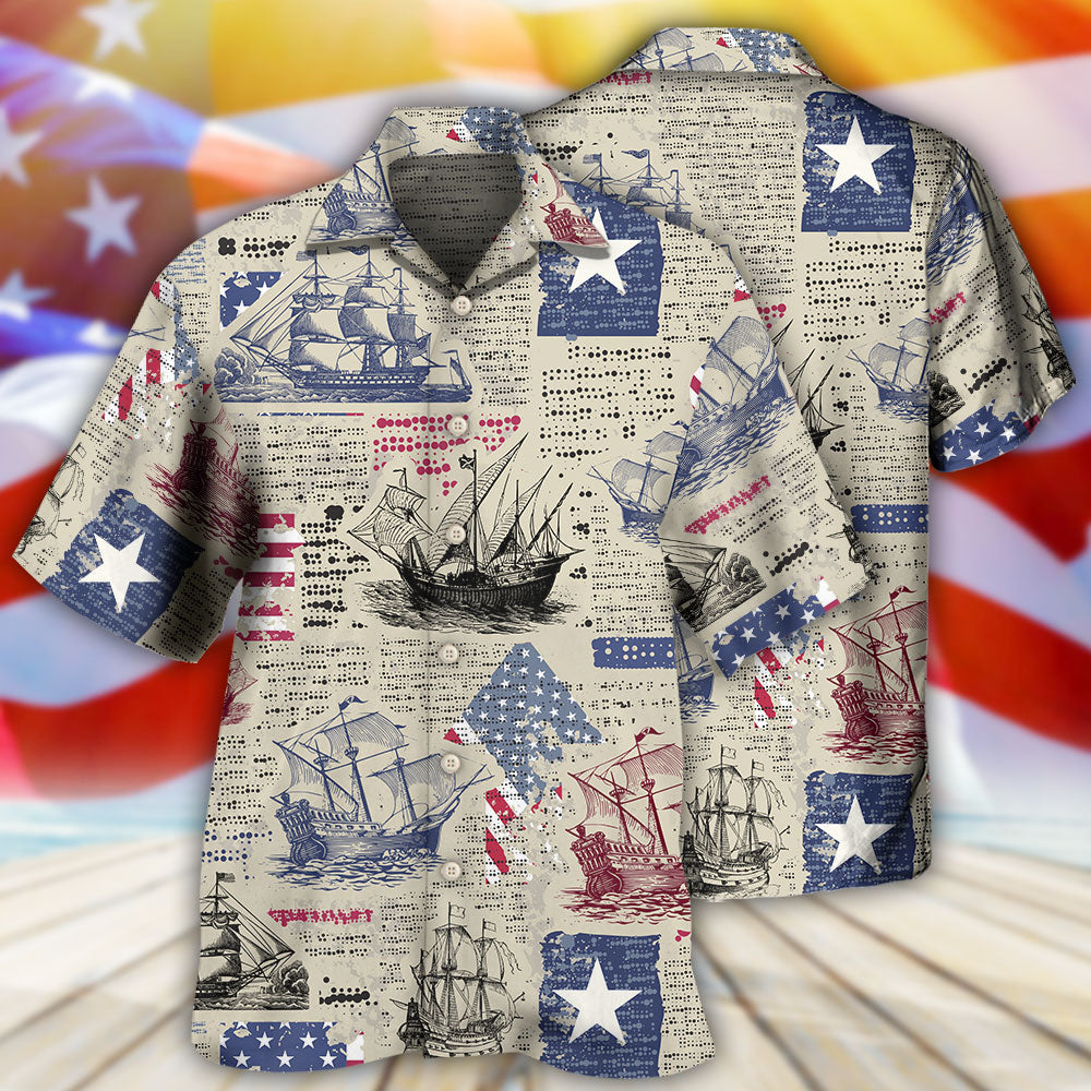 Sailing US Flag Independence Day - Hawaiian Shirt - Reefox