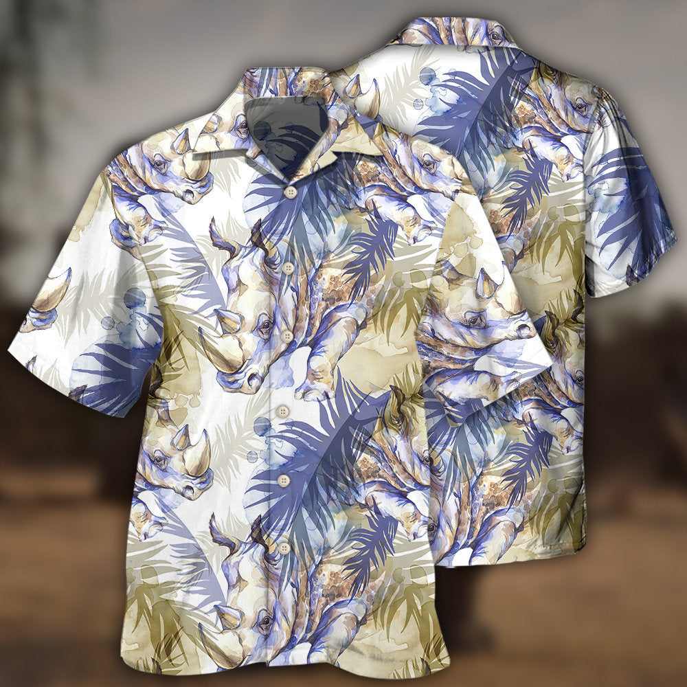 Rhino Art Tropical Leaf Style - Hawaiian Shirt - Reefox