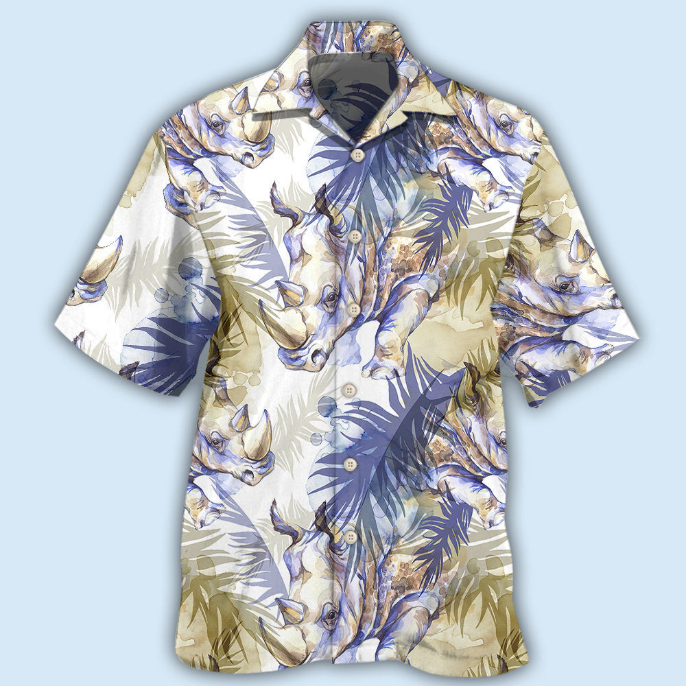 Rhino Art Tropical Leaf Style - Hawaiian Shirt - Reefox