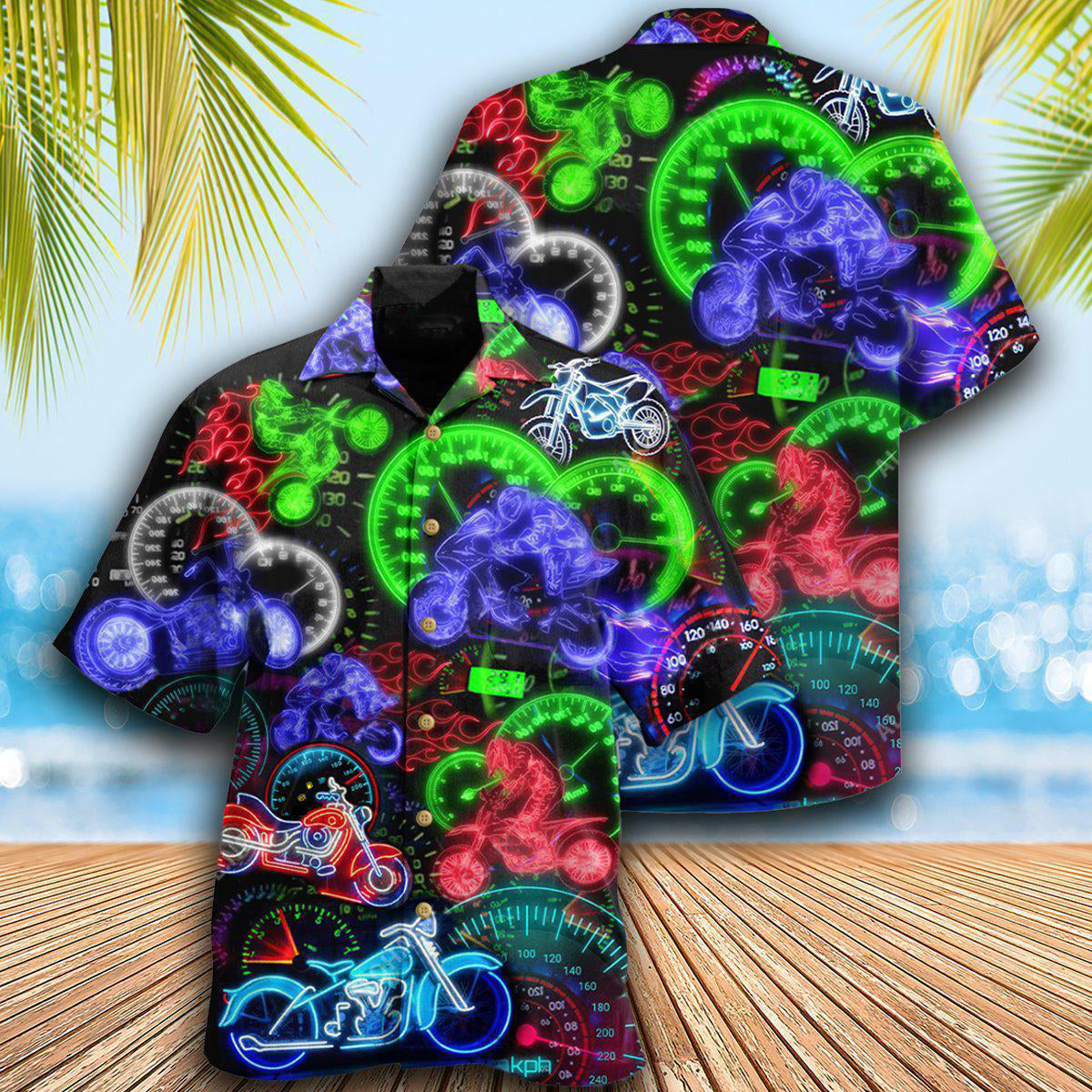 Motorcycle Ride Hard Or Stay Home Neon Light - Hawaiian Shirt - Reefox