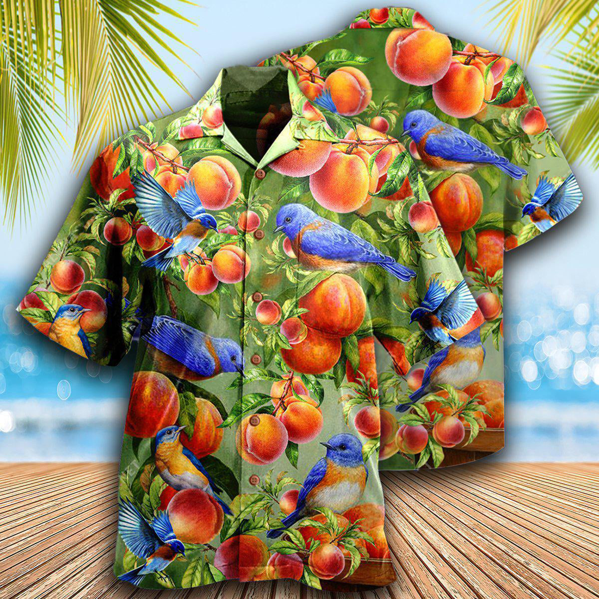 Robin Bird Something Peach Blue - Hawaiian Shirt - Reefox