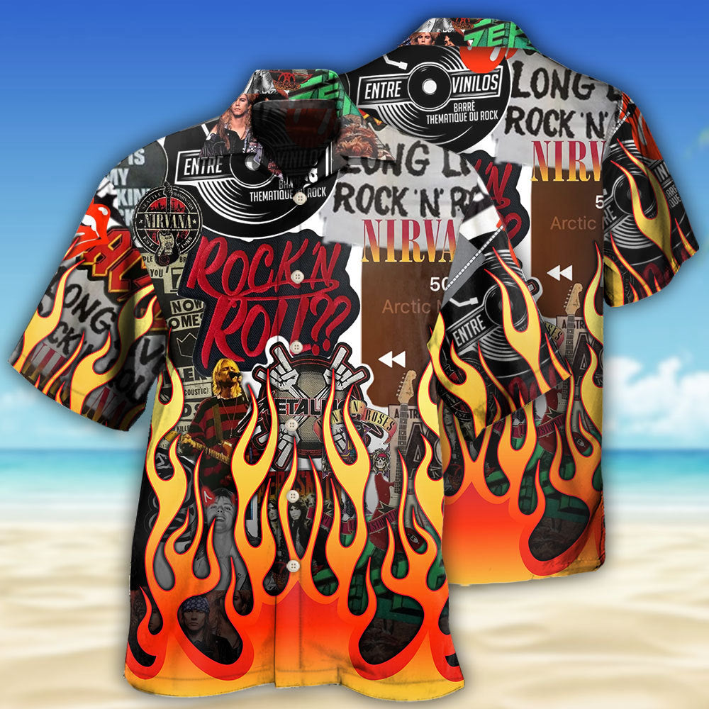 Music Rock Music Red Flame Chill - Hawaiian Shirt - Reefox