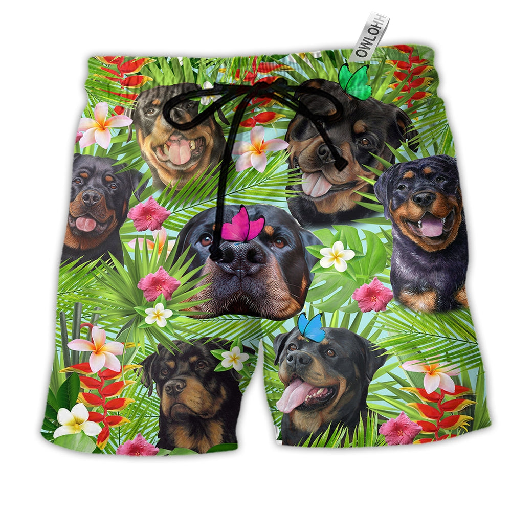 Beach Short / Adults / S Rottweiler Happy Summer With Dogs - Beach Short Reefox - Owls Matrix LTD