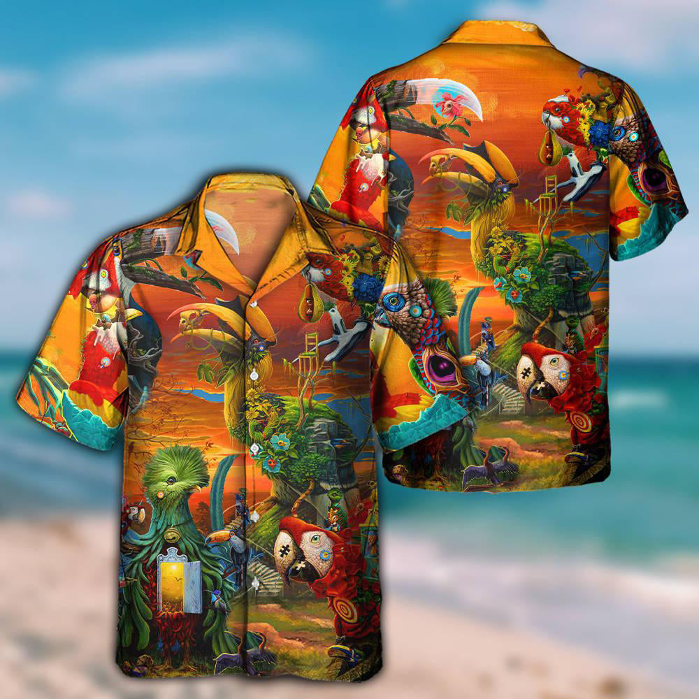 Parrot In A Flock Of A Pigeon - Hawaiian Shirt - Reefox