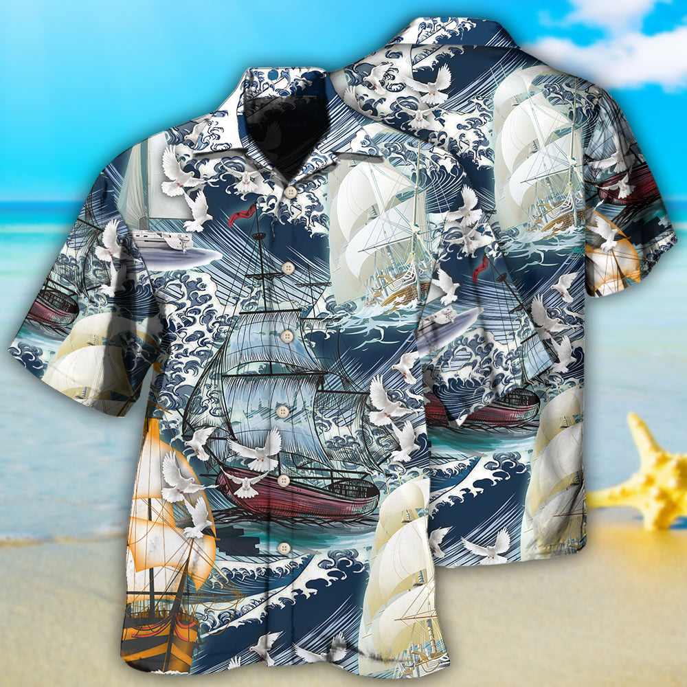 Hawaiian Shirt / Adults / S Sailing Dove Love Big Wave - Hawaiian Shirt - Reefox