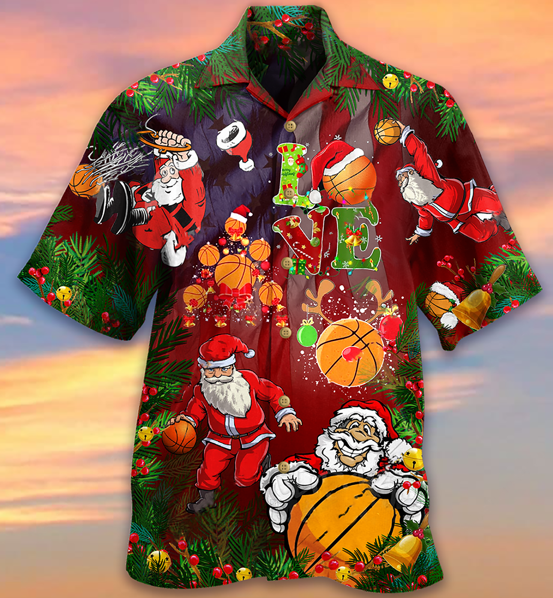 Basketball Santa Love Basketball - Hawaiian Shirt - Reefox