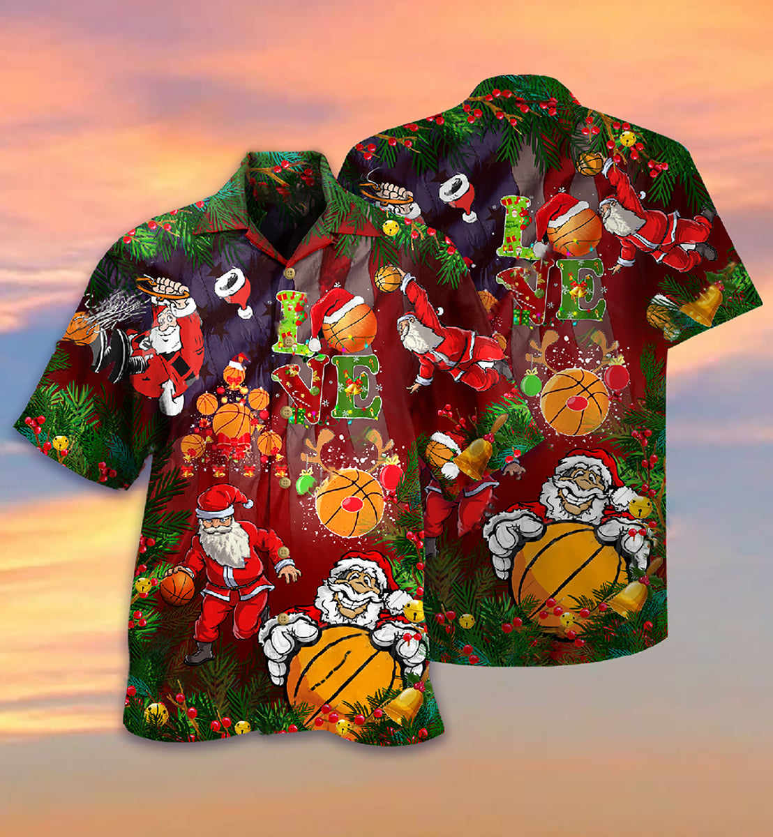 Basketball Santa Love Basketball - Hawaiian Shirt - Reefox