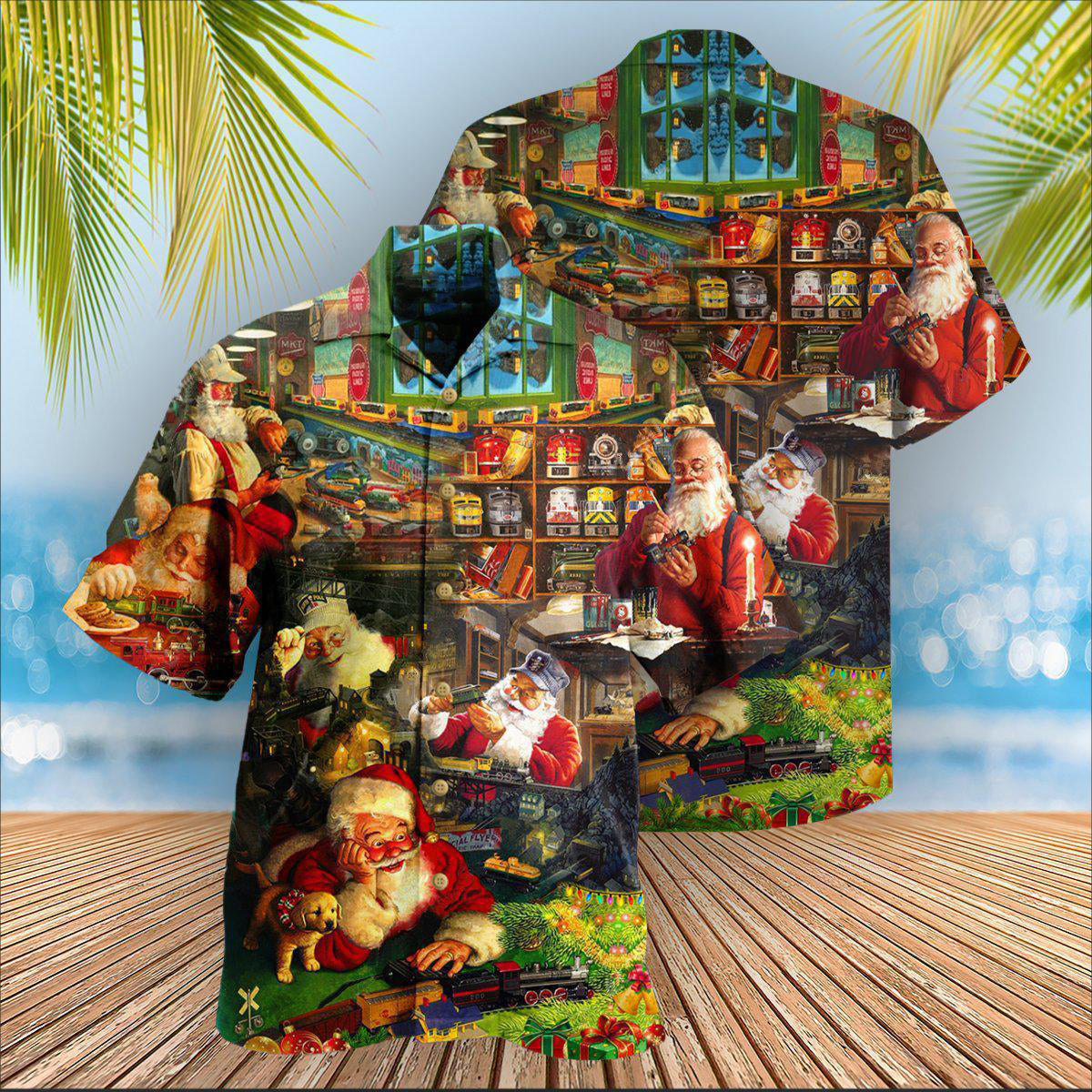 Train Merry Xmas Santa Toys Train Factory - Hawaiian Shirt - Reefox