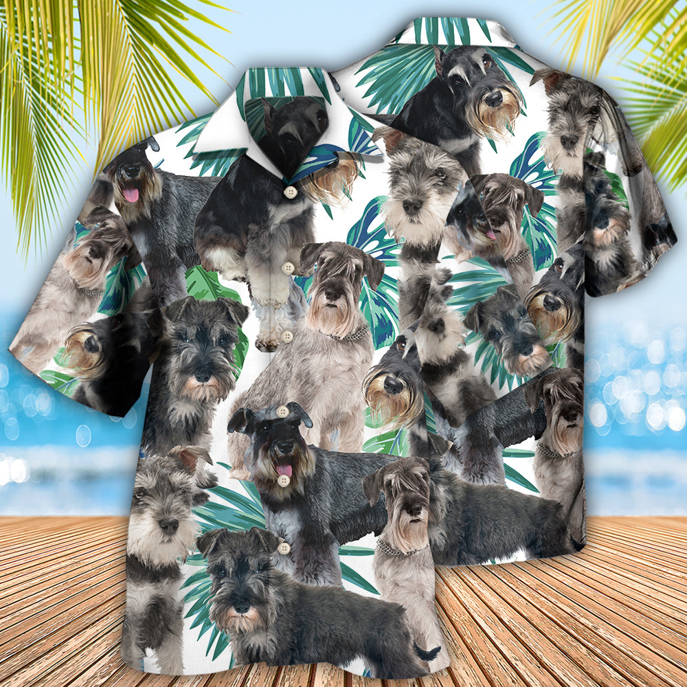 Schnauzer Dog Tropical Leaf Cool - Hawaiian Shirt - Reefox