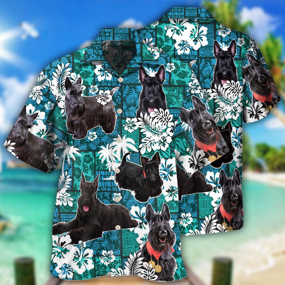 Scottish Terrier Dog Lovely Tribal Tropical Style - Hawaiian Shirt - Reefox