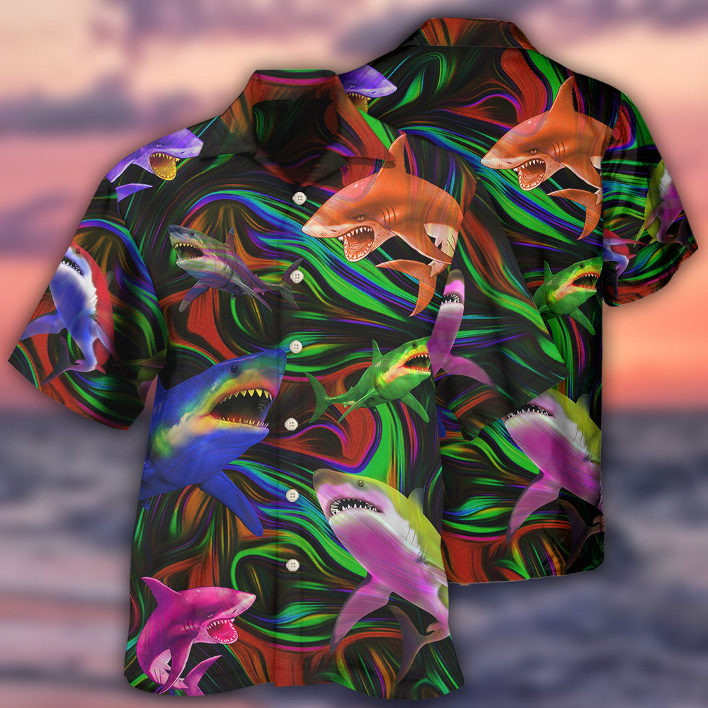 Shark Neon Style Lover - Hawaiian Shirt - Reefox