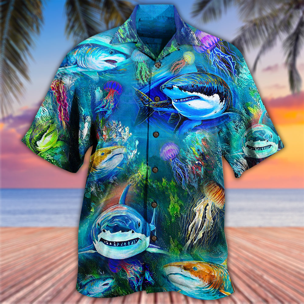 Shark Over Sea Awesome - Hawaiian Shirt - Reefox