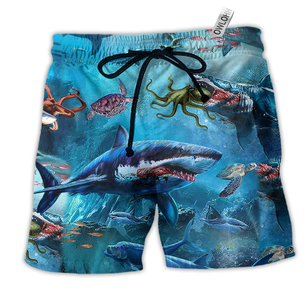 Beach Short / Adults / S Shark Assassin Style Blue - Beach Short Reefox - Owls Matrix LTD