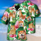 Shiba Inu Tropical Leaf Floral Style - Hawaiian Shirt - Reefox