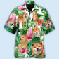 Shiba Inu Tropical Leaf Floral Style - Hawaiian Shirt - Reefox