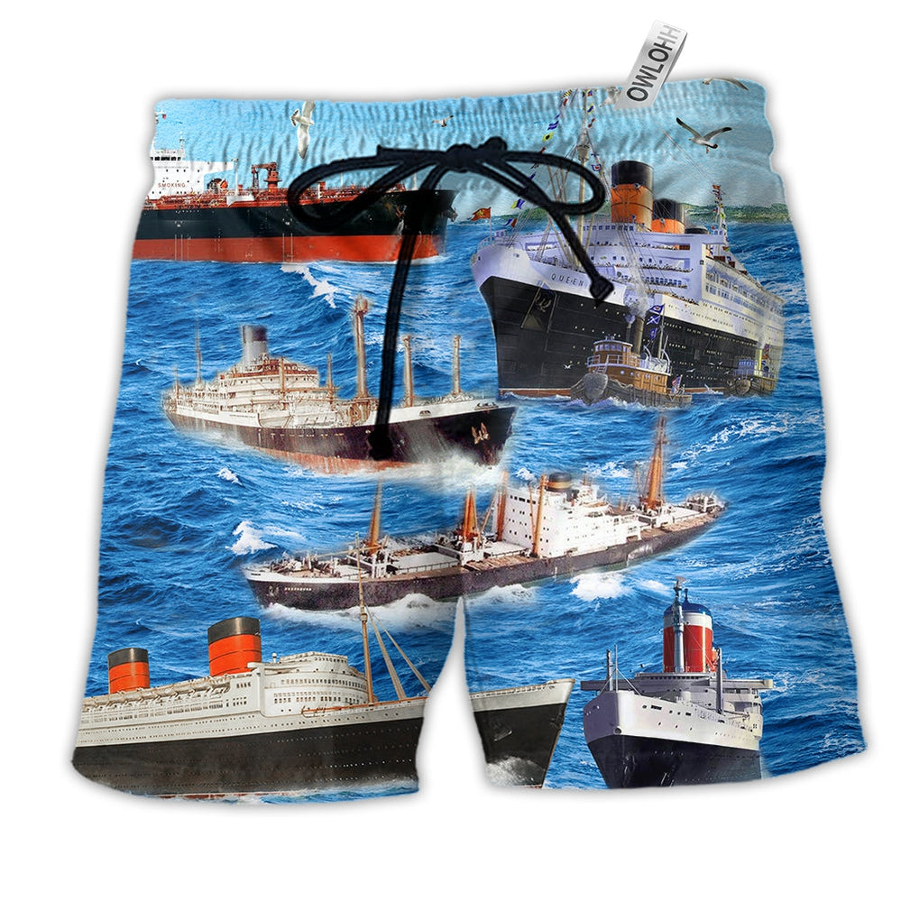 Beach Short / Adults / S Ship Love Ocean And Sky - Beach Short Reefox - Owls Matrix LTD