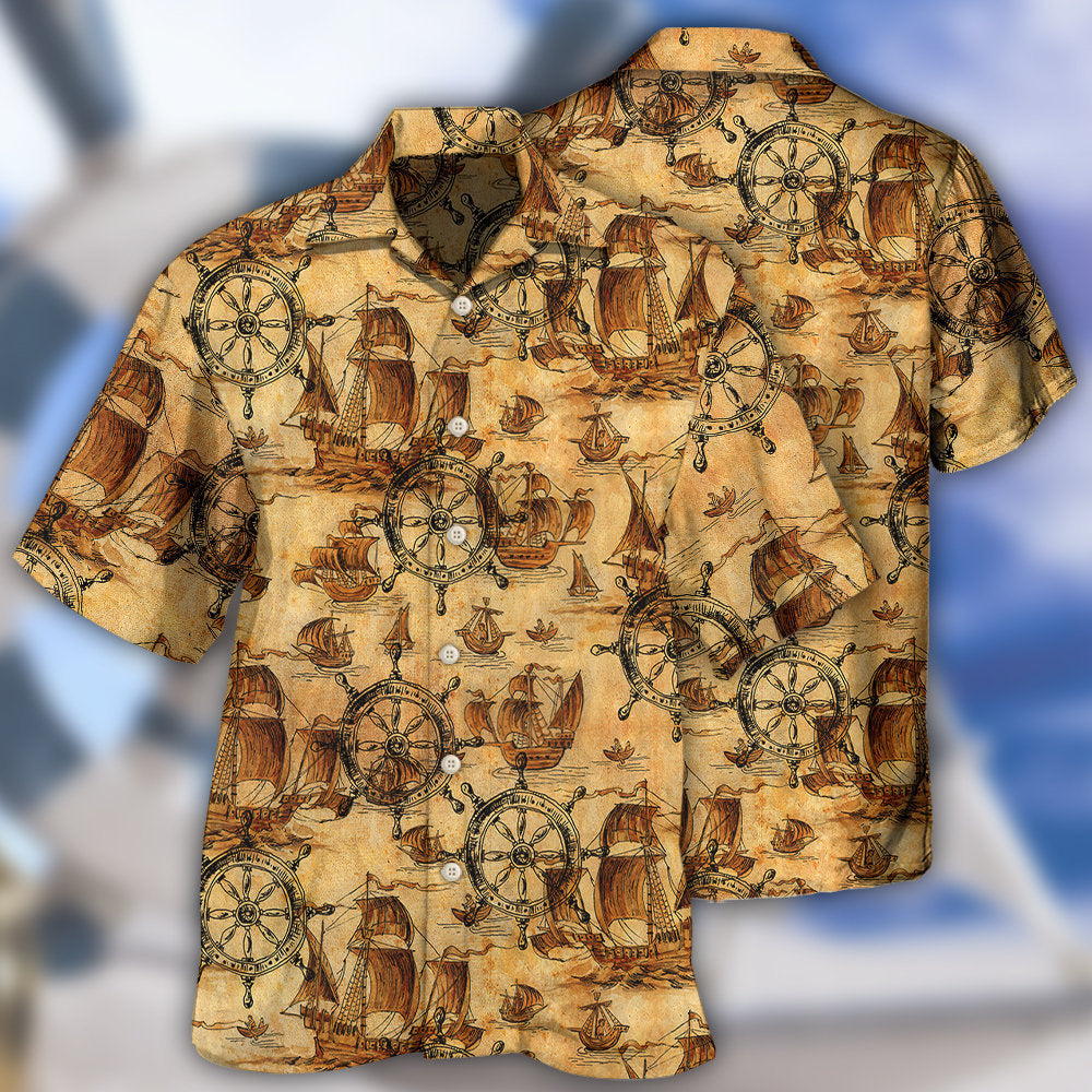 Ship Wheel Sea Vintage Style - Hawaiian Shirt - Reefox