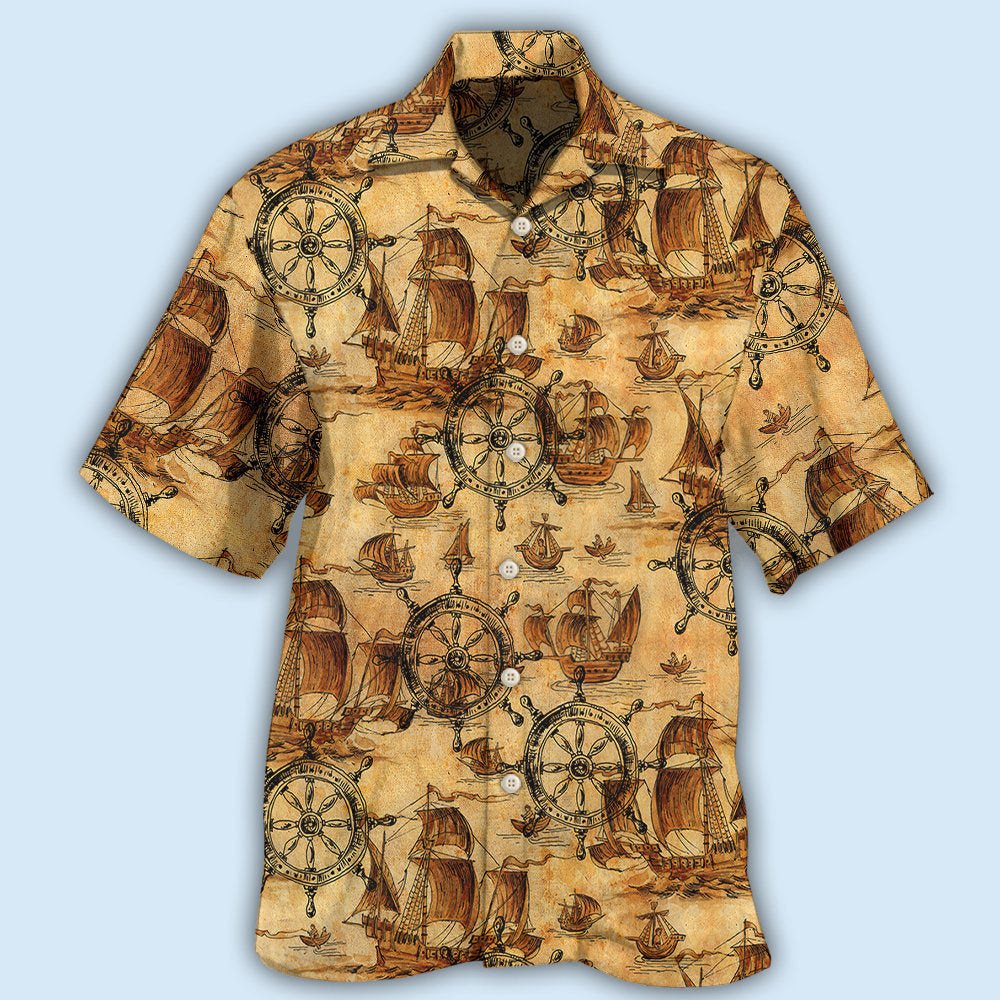 Ship Wheel Sea Vintage Style - Hawaiian Shirt - Reefox