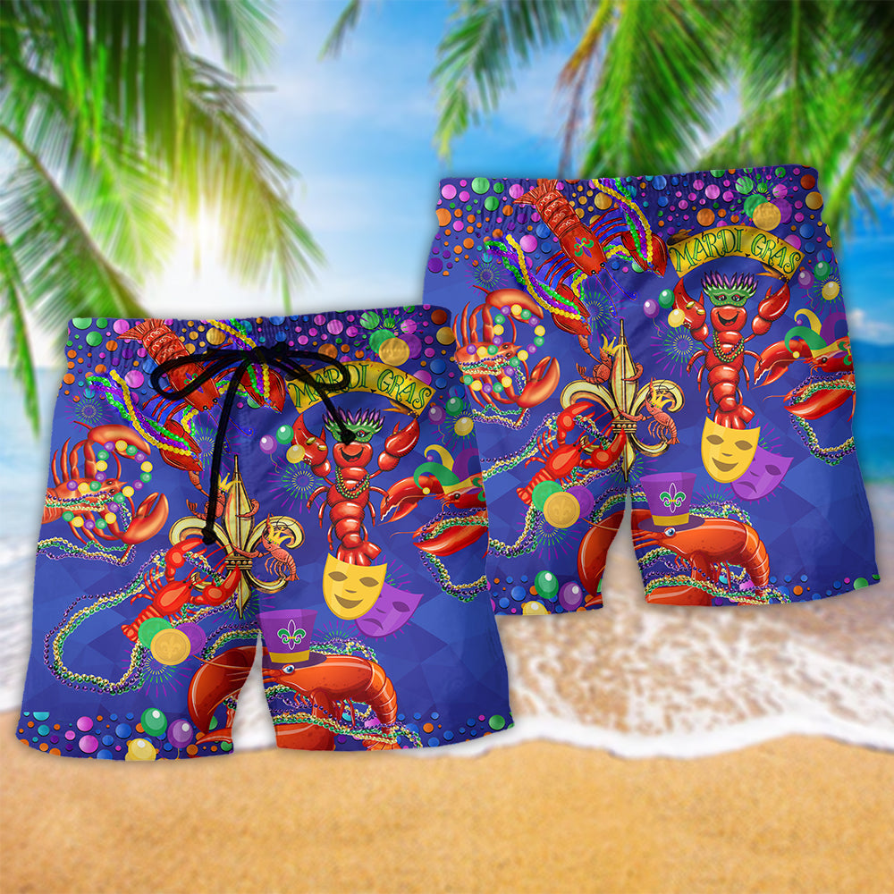 Shrimp Mardi Gras Love Animals - Beach Short Reefox - Owls Matrix LTD