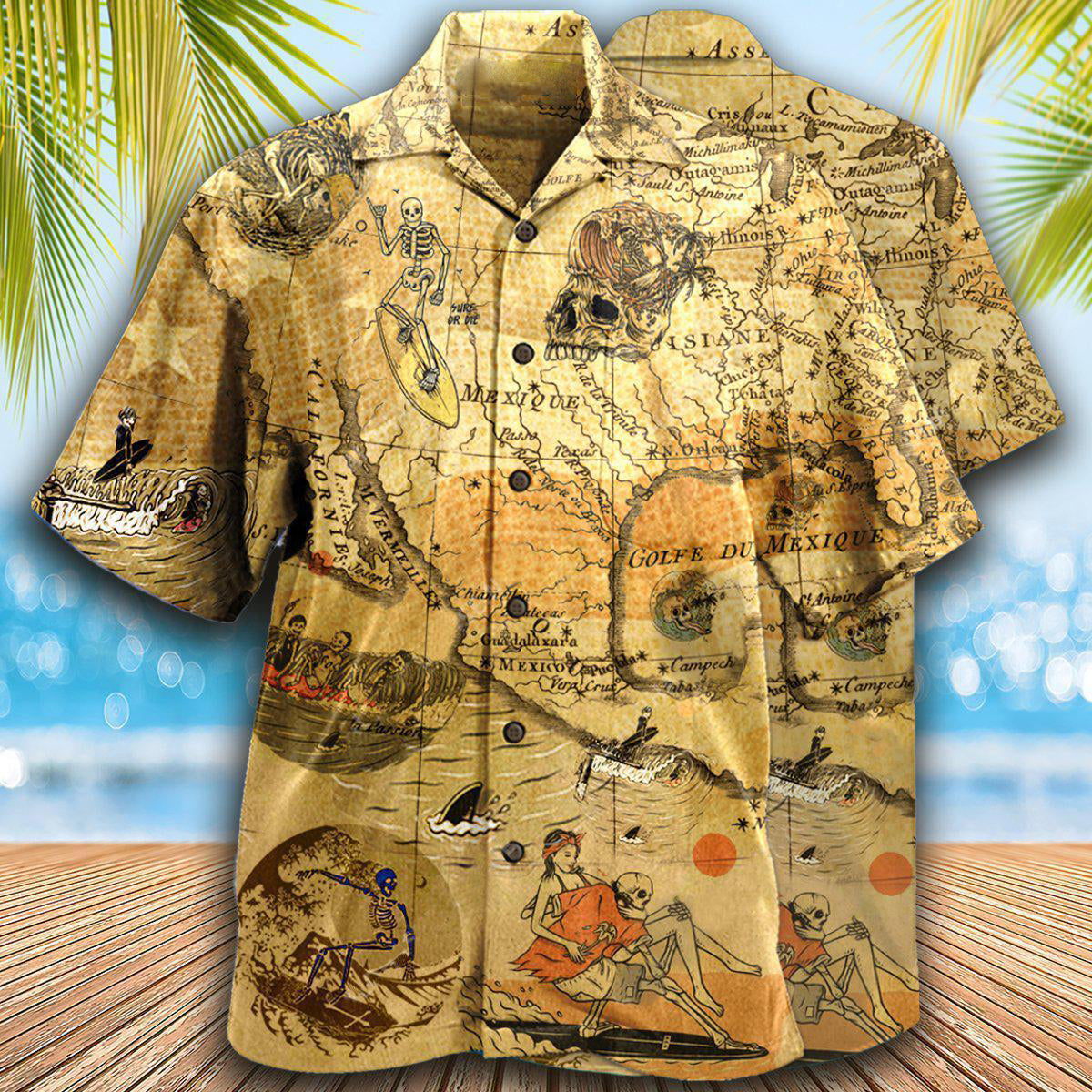 Surfing Skeleton Vintage - Hawaiian Shirt - Reefox