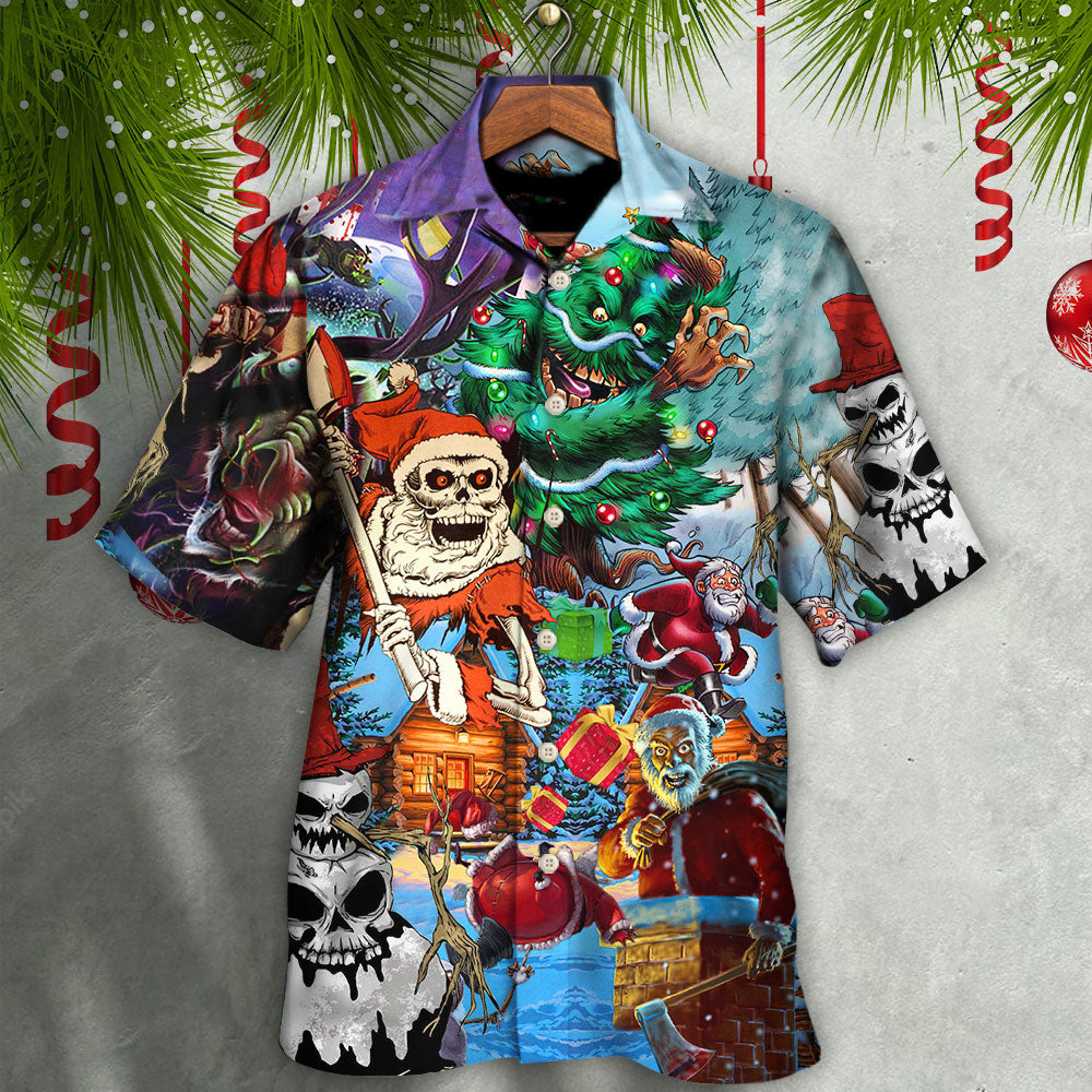 Skull And Christmas Scary Style - Hawaiian Shirt - Reefox