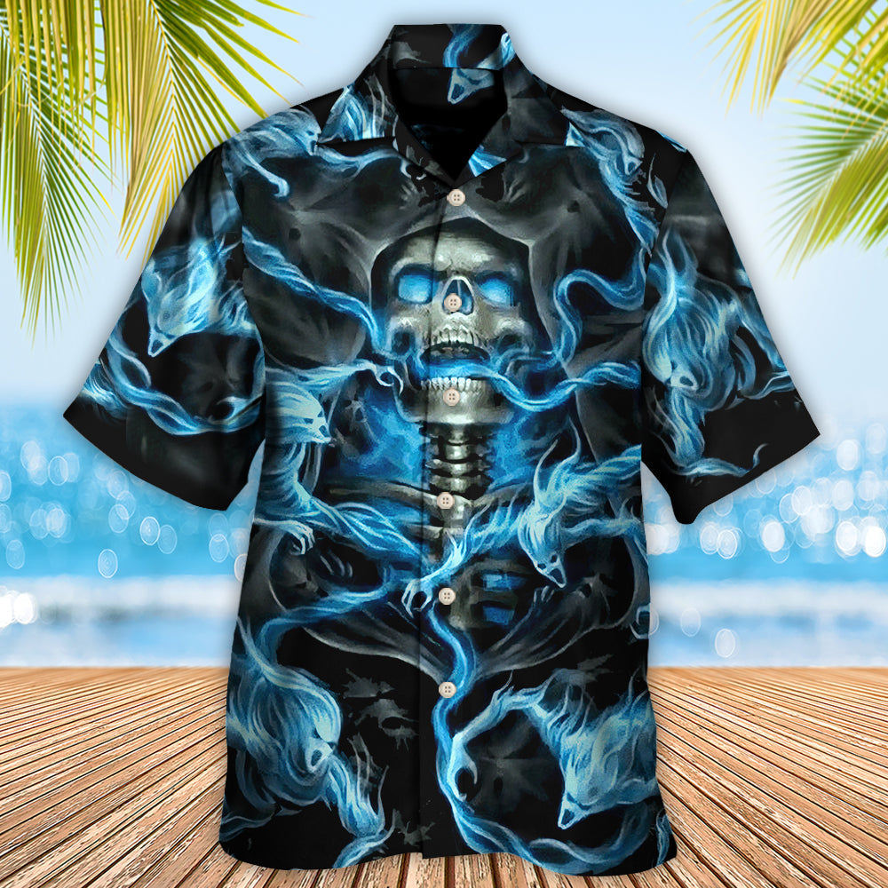 Skull Black Ground - Hawaiian Shirt - Reefox
